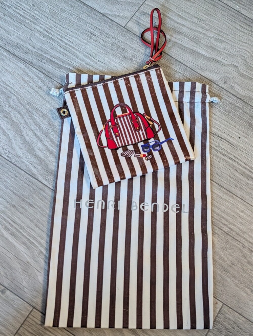 HENRI BENDEL Cosmetic Pouch + Dust Bag 🤍🤎❤️